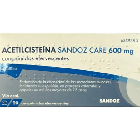 ACETILCISTEINA SANDOZ CARE EFG 600 MG 20 COMPRIMIDOS EFERVESCENTES (SOBRES)