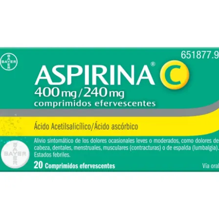 ASPIRINA C 400/240 MG 20 COMPRIMIDOS EFERVESCENTES