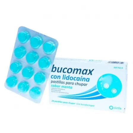 BUCOMAX LIDOCAINA 24 PASTILLAS PARA CHUPAR MENTA