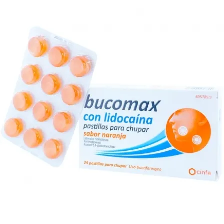 BUCOMAX LIDOCAINA 24 PASTILLAS PARA CHUPAR NARAN