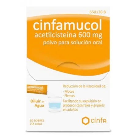 CINFAMUCOL ACETILCISTEINA 600 MG 10 SOBRES