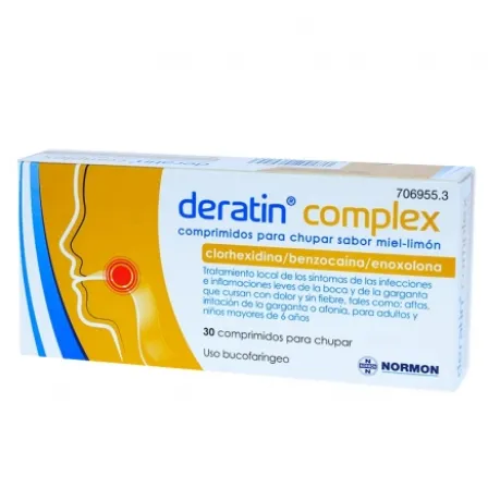 DERATIN COMPLEX 30 COMPRIMIDOS PARA CHUPAR MIEL-LIMON