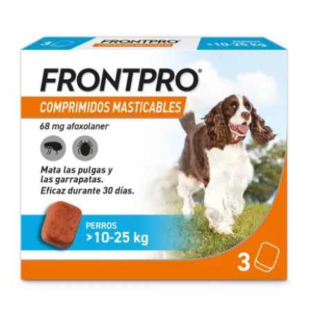 FRONTPRO 68 MG 3 COMPRIMIDOS MASTICABLES PARA PERROS 10-25 KG