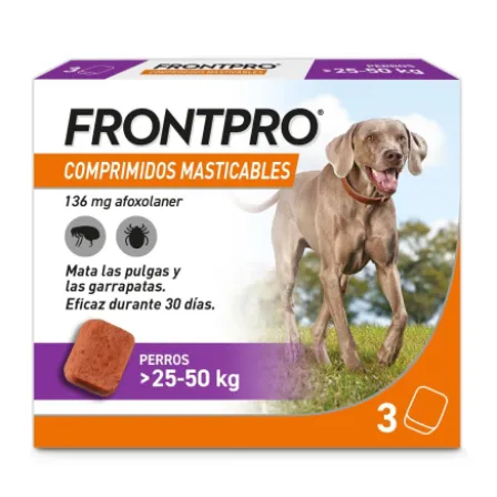 FRONTPRO 136 MG 3 COMPRIMIDOS MASTICABLES PARA PERROS 25-50 KG