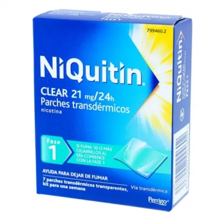 NIQUITIN CLEAR 21 MG/24 H 7 PARCHES TRANSDERMICOS 114 MG