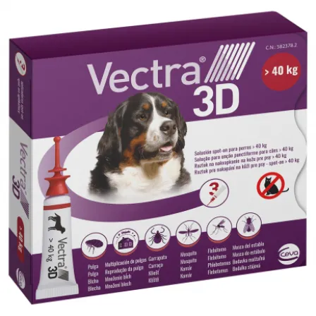 VECTRA 3D 436/38,7/3175 MG SOLUCION SPOT-ON PARA PERROS >40 KG 3 PIPETAS 8 ML